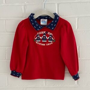 Toddler Girls Classic Casual OshKosh B'gosh Red Long Sleeve Top Size 2T